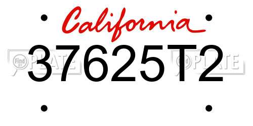 37625T2 California License Plate
