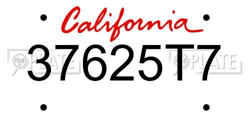 37625T7 California License Plate
