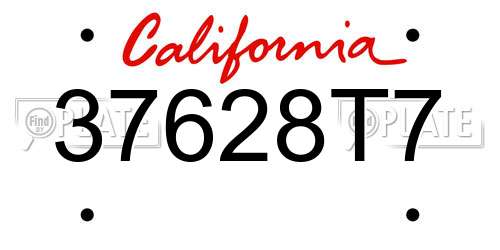 37628T7 California License Plate