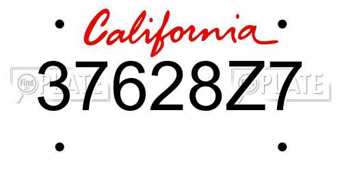 37628Z7 California License Plate