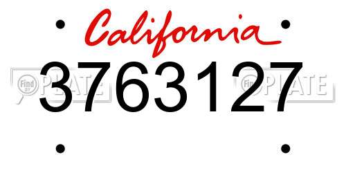 3763127 California License Plate