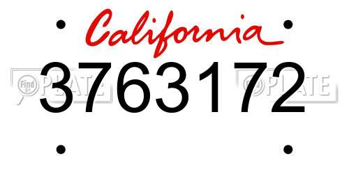 3763172 California License Plate