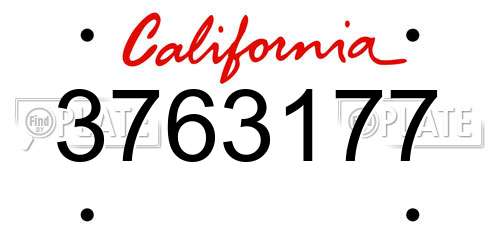 3763177 California License Plate