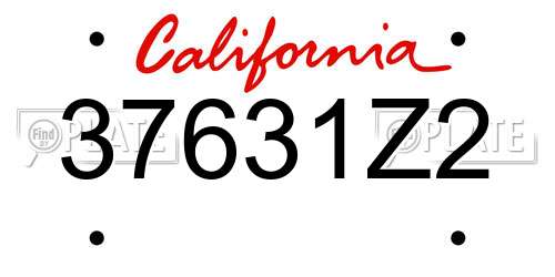 37631Z2 California License Plate
