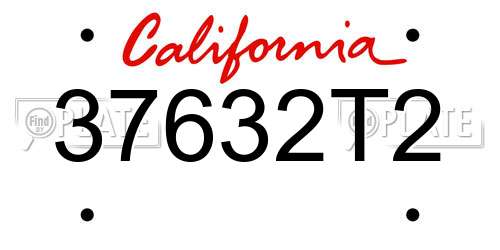 37632T2 California License Plate