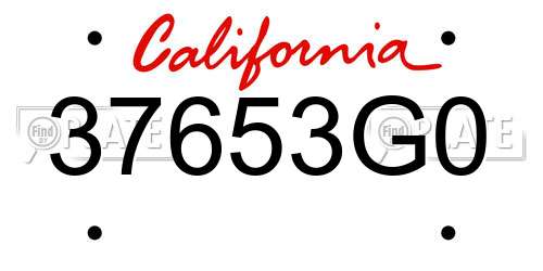 37653G0 California License Plate