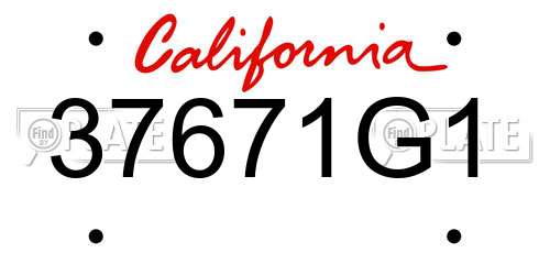 37671G1 California License Plate