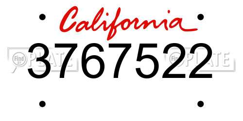 3767522 California License Plate