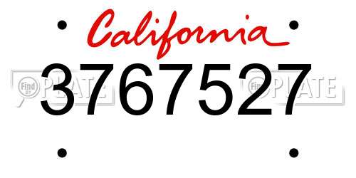 3767527 California License Plate