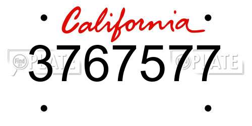 3767577 California License Plate