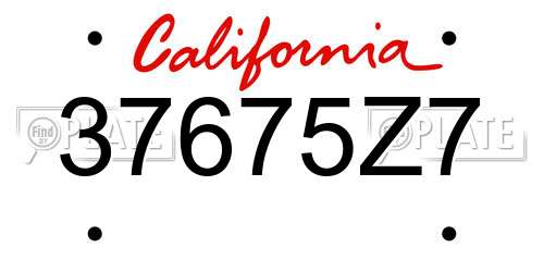 37675Z7 California License Plate