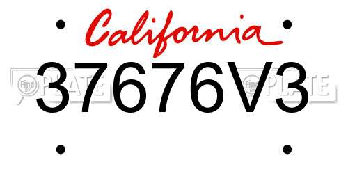 37676V3 California License Plate