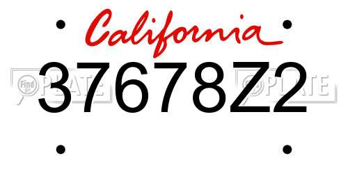 37678Z2 California License Plate