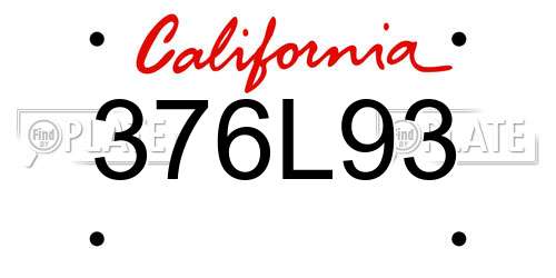 376L93 California License Plate