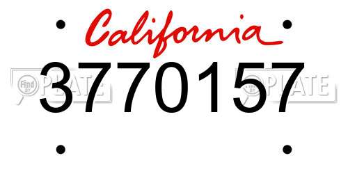 3770157 California License Plate