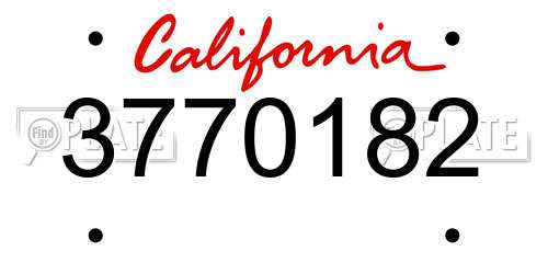 3770182 California License Plate