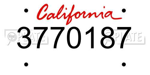 3770187 California License Plate