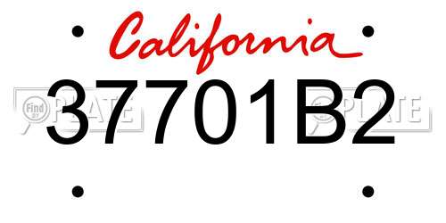 37701B2 California License Plate