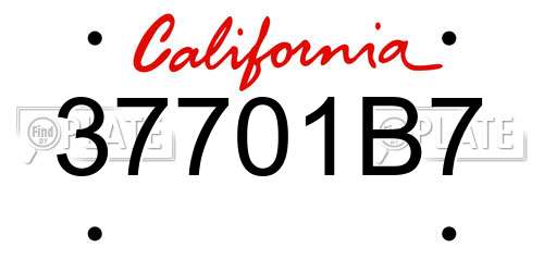 37701B7 California License Plate