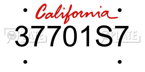 37701S7 California License Plate