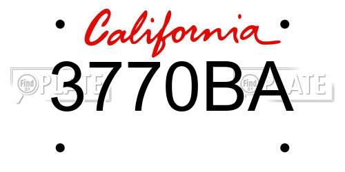 3770BA California License Plate