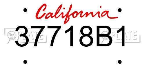 37718B1 California License Plate