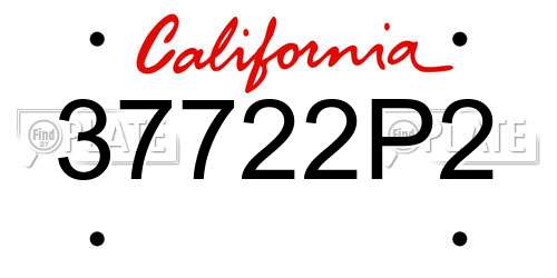 37722P2 California License Plate