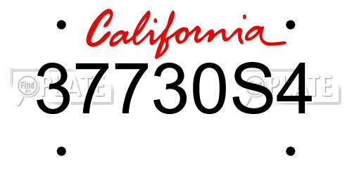 37730S4 California License Plate