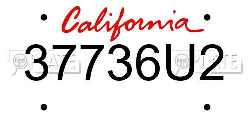 37736U2 California License Plate