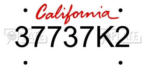 37737K2 California License Plate