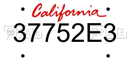 37752E3 California License Plate