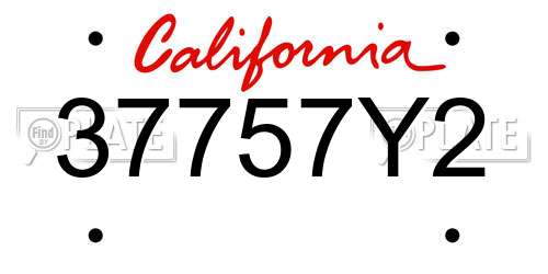 37757Y2 California License Plate