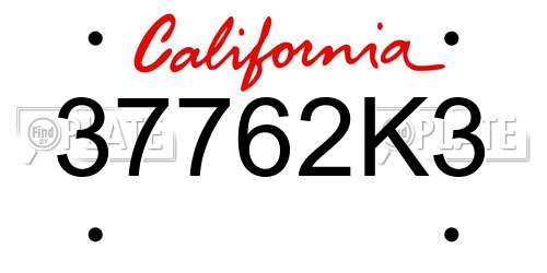 37762K3 California License Plate