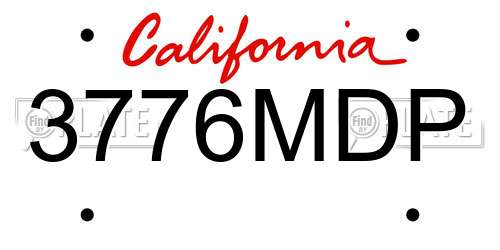 3776MDP California License Plate