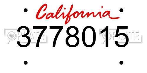 3778015 California License Plate
