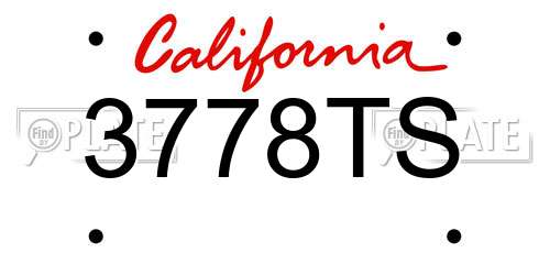 3778TS California License Plate