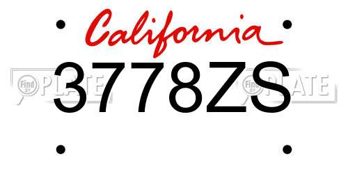 3778ZS California License Plate