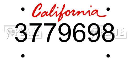 3779698 California License Plate