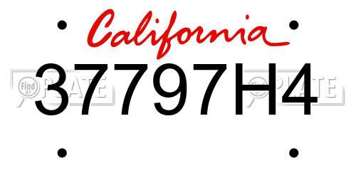 37797H4 California License Plate