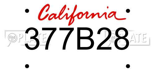 377B28 California License Plate