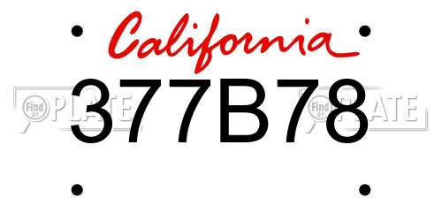 377B78 California License Plate