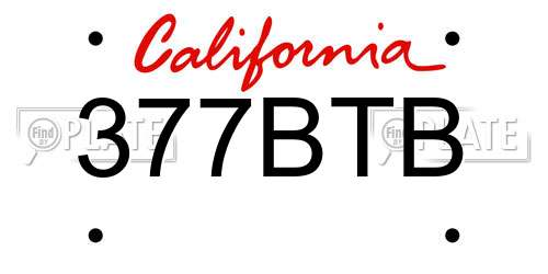 377BTB California License Plate