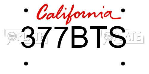 377BTS California License Plate