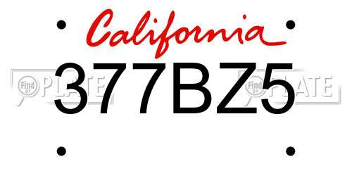 377BZ5 California License Plate
