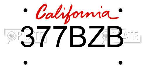 377BZB California License Plate