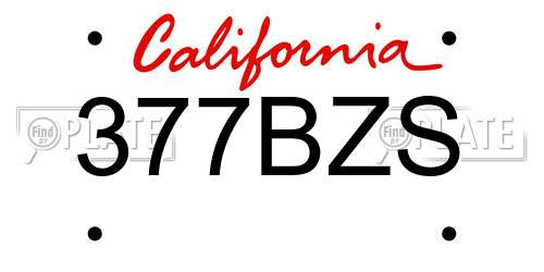 377BZS California License Plate