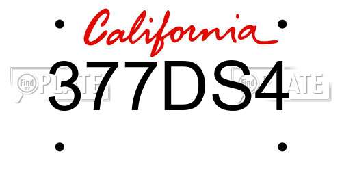 377DS4 California License Plate