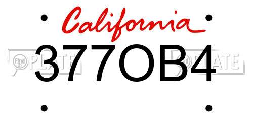 377OB4 California License Plate