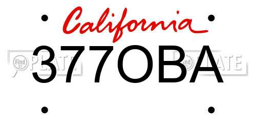 377OBA California License Plate