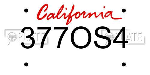 377OS4 California License Plate